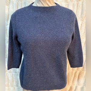 Talbots heather blue cashmere sweater size large petite